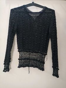 Black Knit Long Sleeve Top