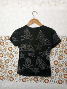 Skull Print Black T-Shirt