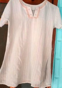 Plane White Short Kurti For Formal Or Daily Wear