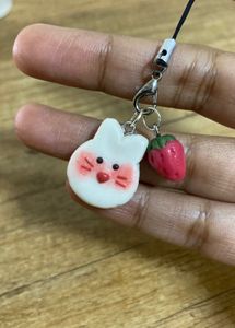 Cute Bunny & Strawberry Charm