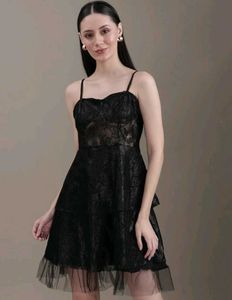 Shein spaghetti strap Elegant Black Lace Dress