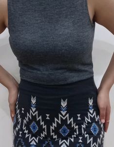 Gray High Neck Top