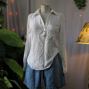 Zara White Button-Down Top