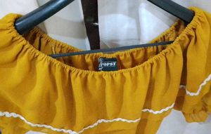 Yellow Off-the-Shoulder Ruffle Top
