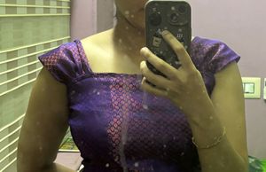 Its A Beautiful Purple Saree With Pretty Blouse