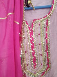 Pink Embroidered Kurta &amp; Dupatta Never Used