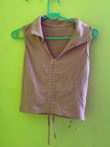 Pink Ruched Halter Top