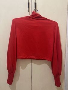 Red Turtle Neck Cropped Sweater