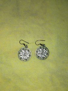 Silver oxidized Mandala Earrings