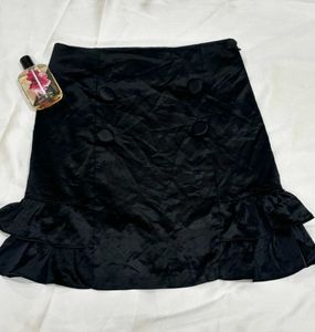 High Waisted Velvet Black Mini Skirts