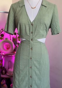 Sage Green Cutout Midi Dress