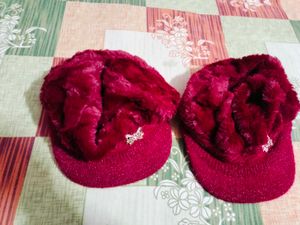 Fuzzy Maroon Caps