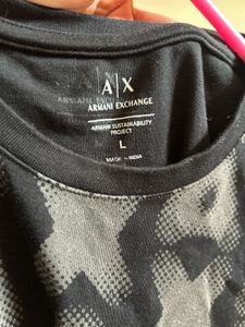 Armani Exchange Black Patterned T-Shirt - L