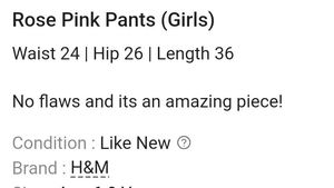H &amp;M Pink Straight Leg Pants