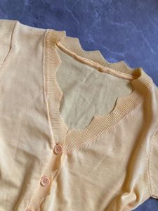 Yellow Scalloped Edge Cardigan