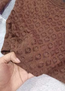 Brown Lace Long Sleeve Top