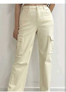 Beige Cargo Denim