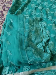 L-xl size Teal Embroidered Salwar Suit