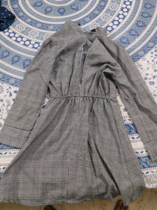 Gray Plaid Mini Dress