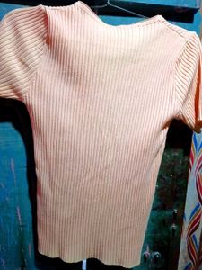 Peach Ribbed Knit Top