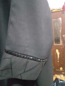 handwork Black Abaya zoom fabric