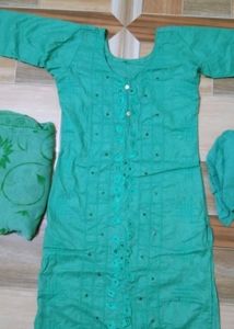 Green Embroidered Kurta Set