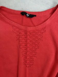 Reddish Pink Coral Knit Top