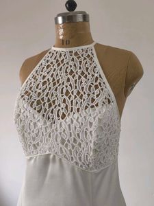 White Lace Halter Dress