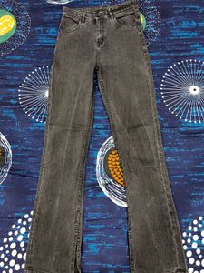 Dark Grey Flared Jeans (high Rise)