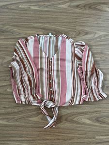 Striped crop top with tie style