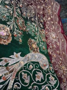 Green  Banaras Embroidered Fabric Heavy Work Saree
