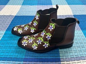 Floral Leather Chelsea Boots