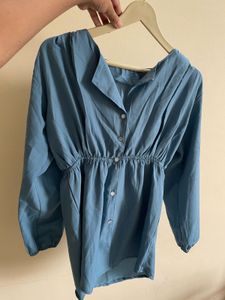 Blue Cinched Blouse