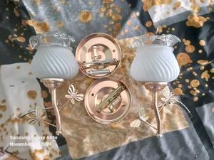 Stylish Sconce Wood Glass Wall Lamp Pack Of 2
