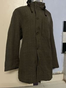 branded winter Olive Plaid Hooded Coat