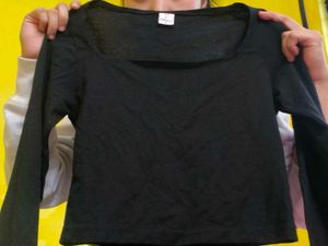 white and black crop top