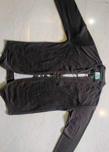 Dark Grey Button-Up Cardigan