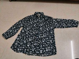 Butterfly Print Button-Down Shirt