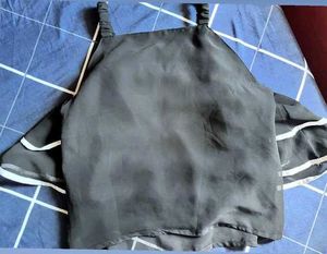 Black Cute Off Shoulder Strap Top.