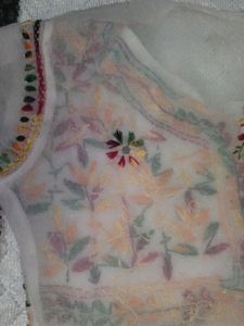 NO COINS OR SWAP , White Chikan Kari Multicolour Mirror Work Tunic