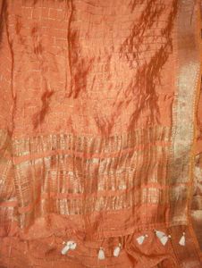 orange saree Gold Shimmer Blouse