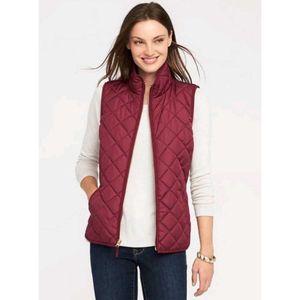 Old Navy Women Red Quilted Sleeveless Jacket