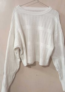 White Knit Cropped Sweater