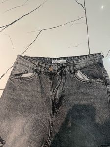 Grey/black Wash Denim Cargo Pants