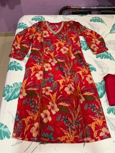 3 Piece: Floral Print Kurta Pant Dupatta Set Women