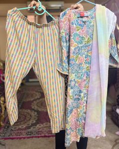 Pure Cotton Pastel Floral Kurta Set