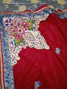 Red and Blue Saree