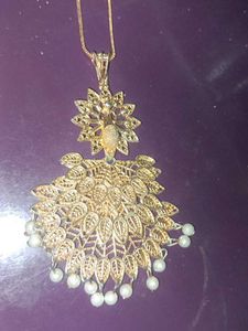 Gold-tone Peacock Pendant Necklace