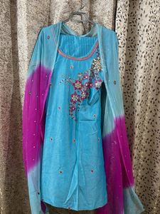 Teal Embroidered Indian Suit