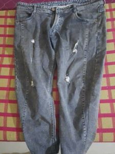 Distressed Grey Denim Jeans